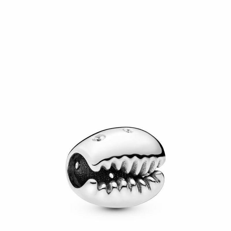 Pandora Sparkling Coffee Bean Shell Charm - Sterling Silver/Cubic Zirconia - Canada | SM8003HU